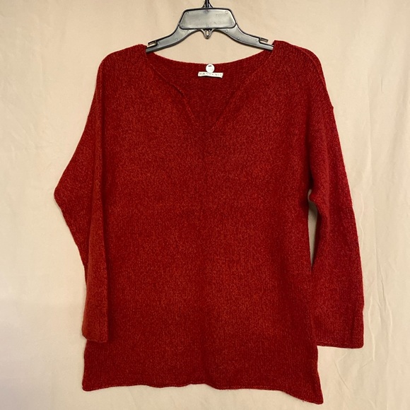 Margaret O’Leary Hand Knit V Neck 100% Cashmere Sweater Size M/L Color Dark Red - Picture 1 of 8